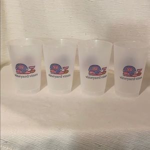 Vineyard Vines Set-Four(4)Football Flag Whale Cups